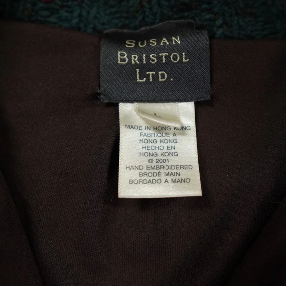 VTG‎ Susan Bristol Ltd Fair Isle Wool Blend Cardigan Sweater L Hong Kong Lined